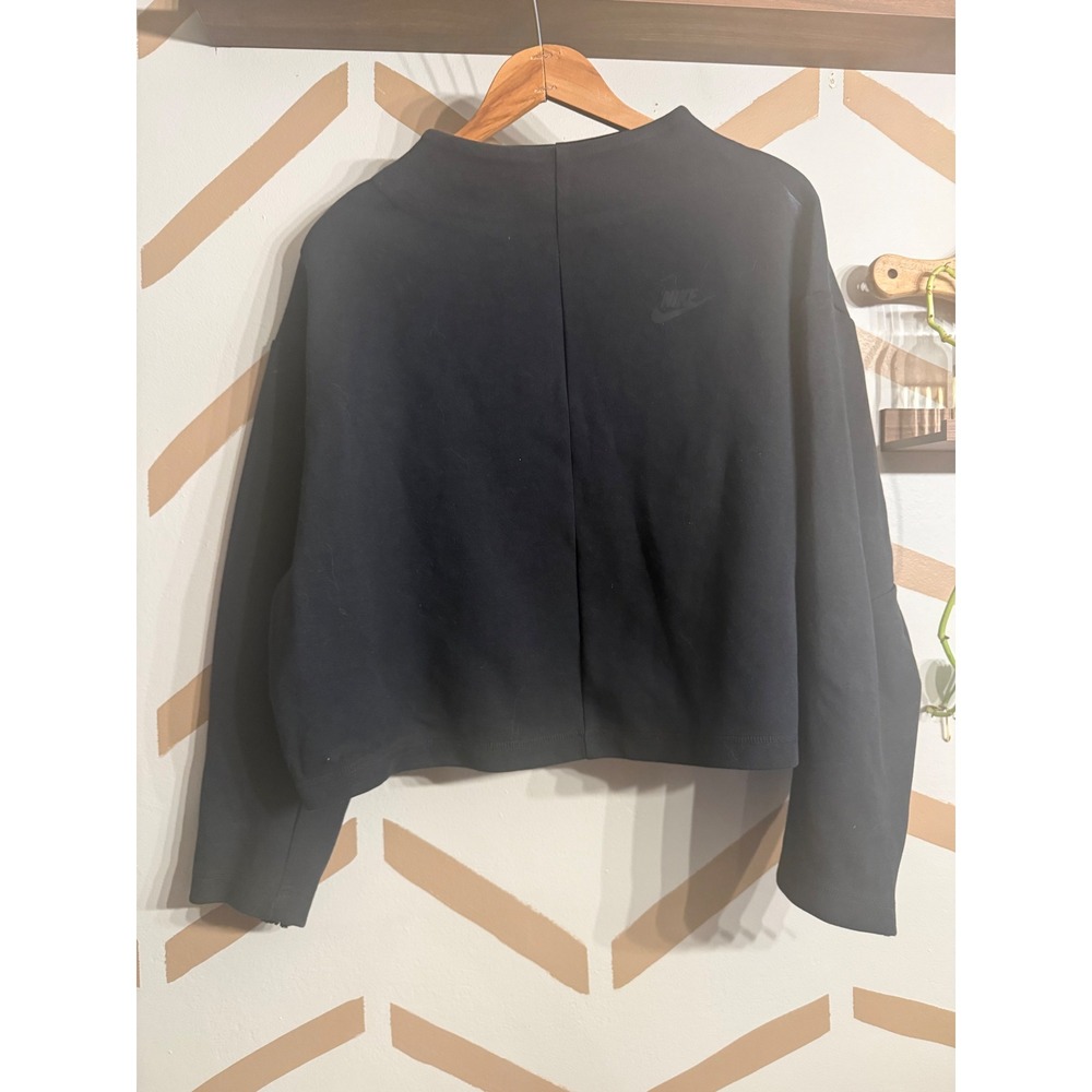 Nike Sweatshirt Womens Medium Black Tech Fleece Cropped Mock Neck Pullover